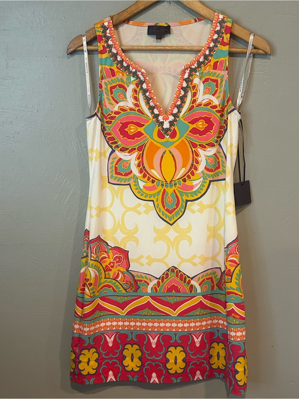 Hale Bob White Multicolor Sleeveless Mini  Dress